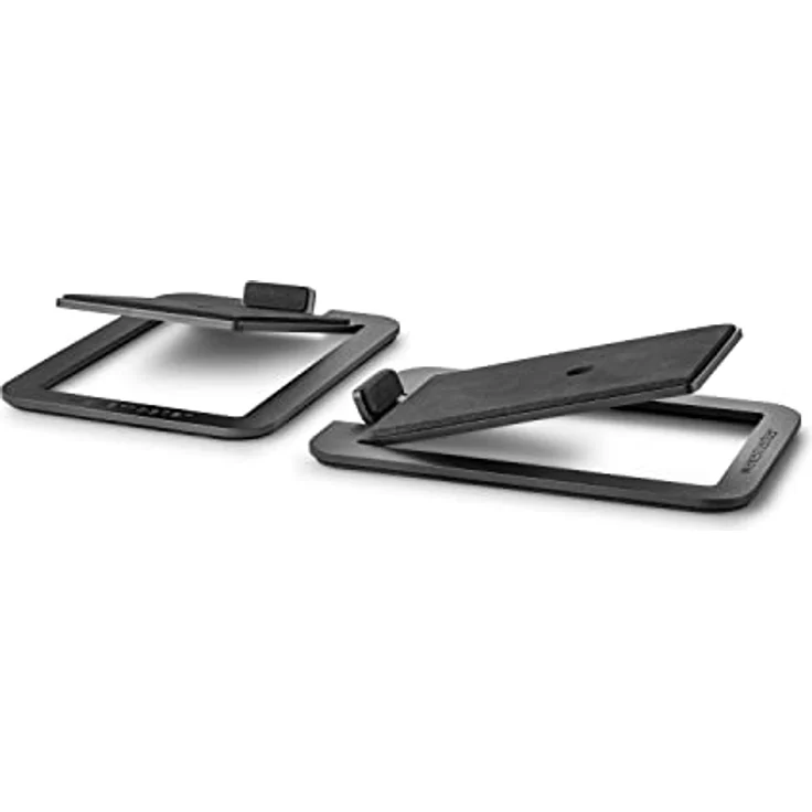 Wavemaster P1 Lautsprecher Ständer-Set zur optimalen Aufstellung von Stereoboxen, schwarz, 5 mm massiver Stahl, geneigte Position, rutschfeste Standfläche – Bild 1