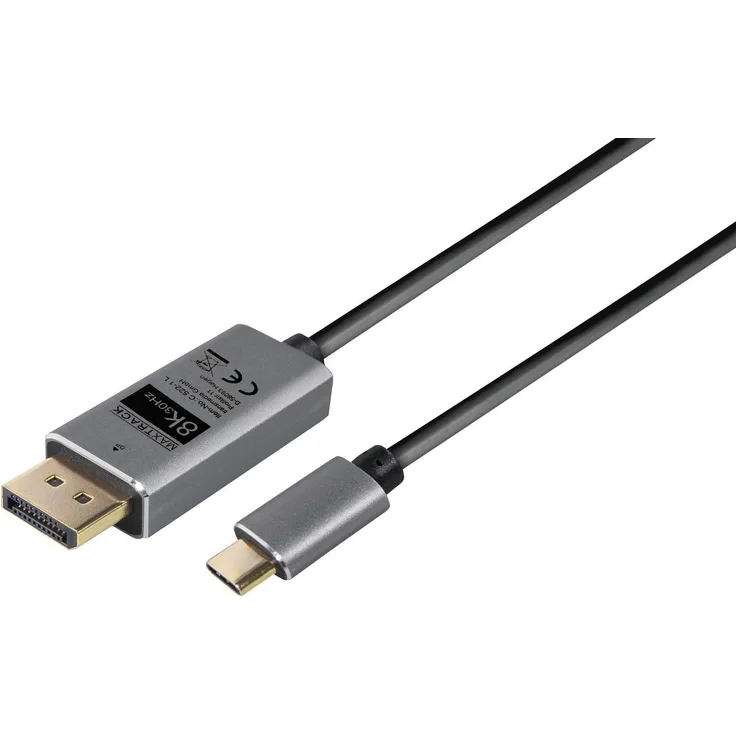 Maxtrack USB-C auf DisplayPort Kabel, 200 cm, 8K@30Hz, Plug & Play, schwarz
