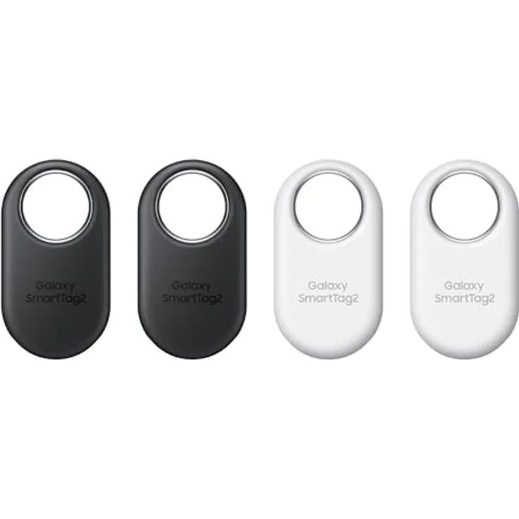 Samsung Galaxy SmartTag2 Bluetooth-Tracker, Kompassansicht, Suche in der Nähe, mit bis zu 500 Tage Laufzeit, wassergeschützt, Schwarz/Weiß (4 Stück)