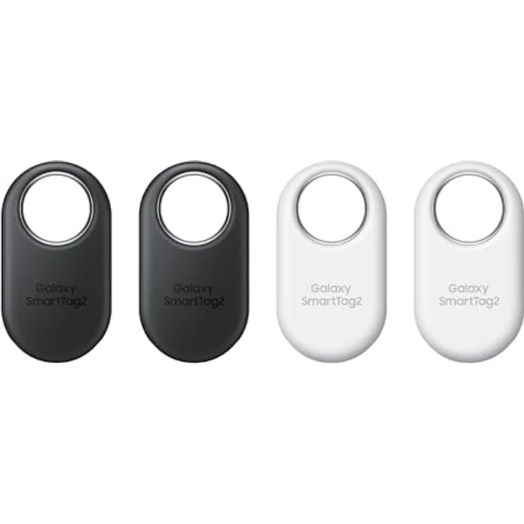 Samsung Galaxy SmartTag2 Bluetooth-Tracker, Kompassansicht, Suche in der Nähe, mit bis zu 500 Tage Laufzeit, wassergeschützt, Schwarz/Weiß (4 Stück) – Bild 1