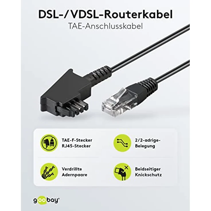 Goobay 51233 TAE-F auf RJ45 Kabel für DSL-ADSL-VDSL-Router – Bild 2