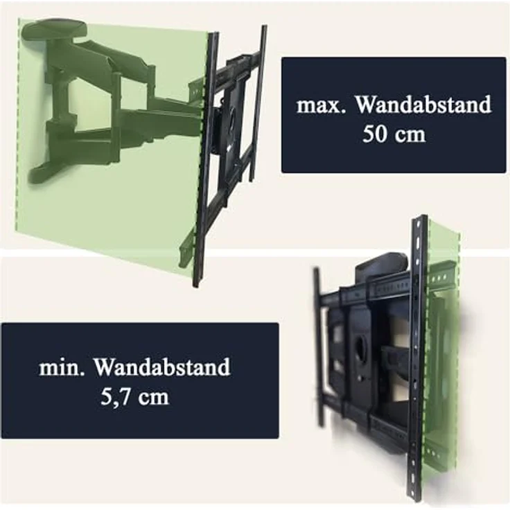 MK-Digital TV-Wandhalterung für 40-75 Zoll (100-189cm) Bildschirme bis zu 45kg Max VESA 600x400mm, LCD, LED Fernseher Wandhalterung Schwenkbar, Neigbar, Universal TV Halterung für Flach und Curved TV - Schwarz – Bild 3