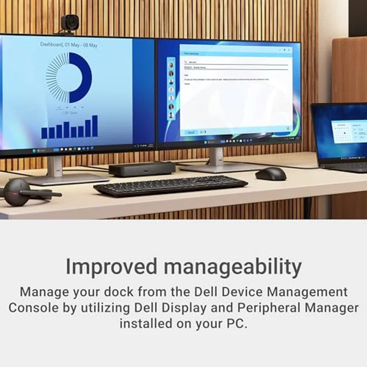 Dell Pro Dock WD25, USB Type-C Dockingstation mit DP Alt Mode, 4K DisplayPort/HDMI/USB 3.2 Gen2, bis zu 100W Power Delivery - Schwarz – Bild 3