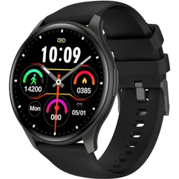 Trevi T-FIT 235A Smartwatch, 1,43 Zoll AMOLED Display, kabellose Anruffunktion, Fitness-Tracking, Schlafüberwachung, IP67, Schwarz