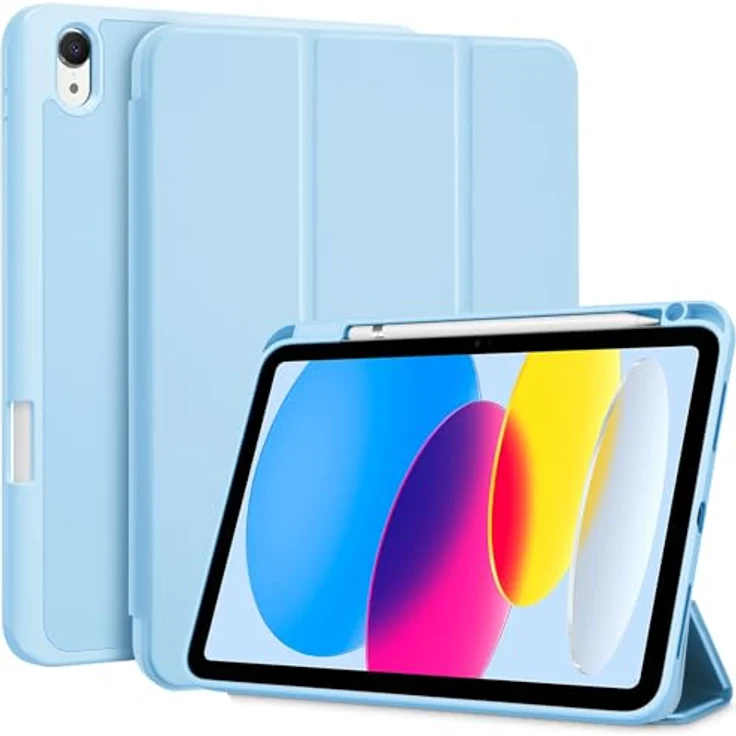 ProCase Hülle für iPad A16 11. & 10. Generation (2025/2022), leichte Schutzhülle mit Stifthalter und Smart Cover, Himmelblau – Bild 1