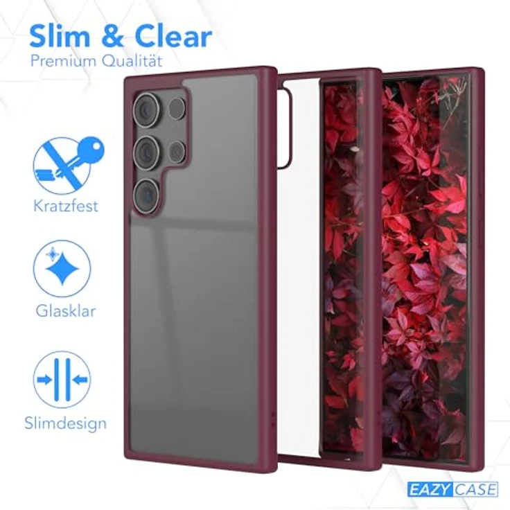 EAZY CASE Clear Hybrid Bumper Hülle für Samsung Galaxy S24 Ultra, ultra stoßfest und kratzfest mit Kameraschutz, dünne Handyhülle, Beere – Bild 5