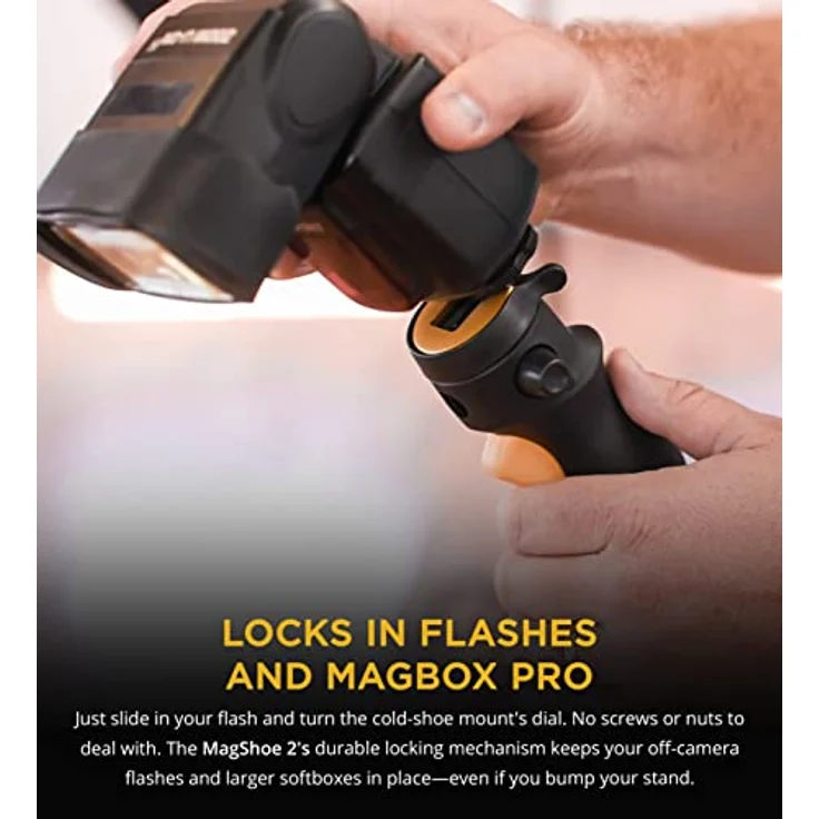 MagMod MagShoe v2 – Universal-Kaltschuh-Blitzhalterung für Off-Kamera-Blitz, LED-Lichtfelder, Regenschirm-Modifikatoren, MagBox PRO 106,7 cm Octa Softbox und MagBox PRO 91,4 cm Streifen – Bild 3