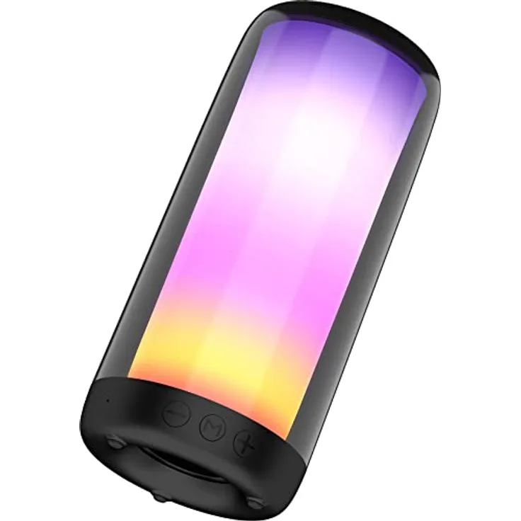 Majestic Orion Bluetooth-Lautsprecher, wiederaufladbar, 360° LED-Lichtspiele, USB/microSD/AUX-IN, integriertes Mikrofon für Freisprechanrufe, Schwarz