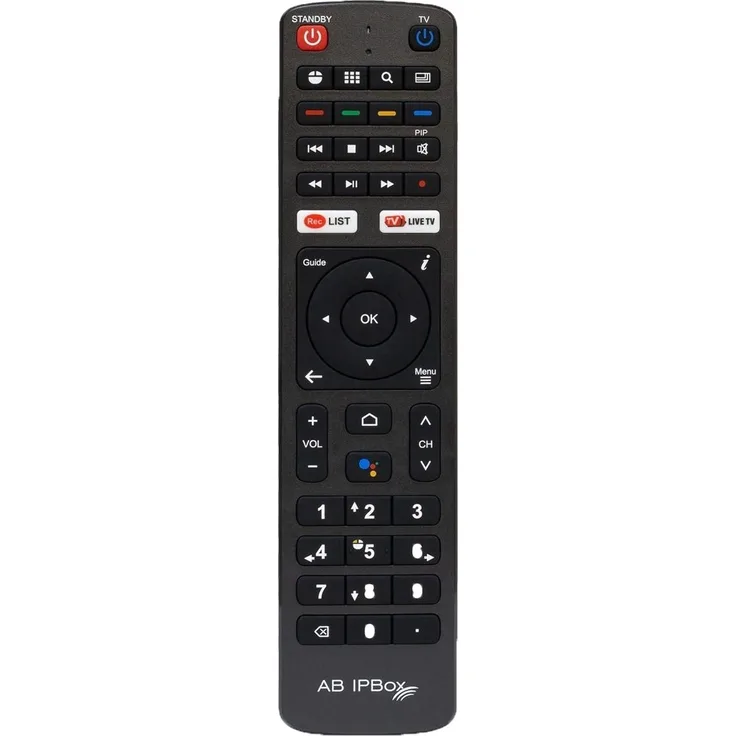 AB-COM AB IPBox Bluetooth Fernbedienung (für AB IPBox ONE, TWO, TWO Combo, Google Assistant) - Programmierbare Tasten, virtuelle Maus, Sprachassistent, schwarz