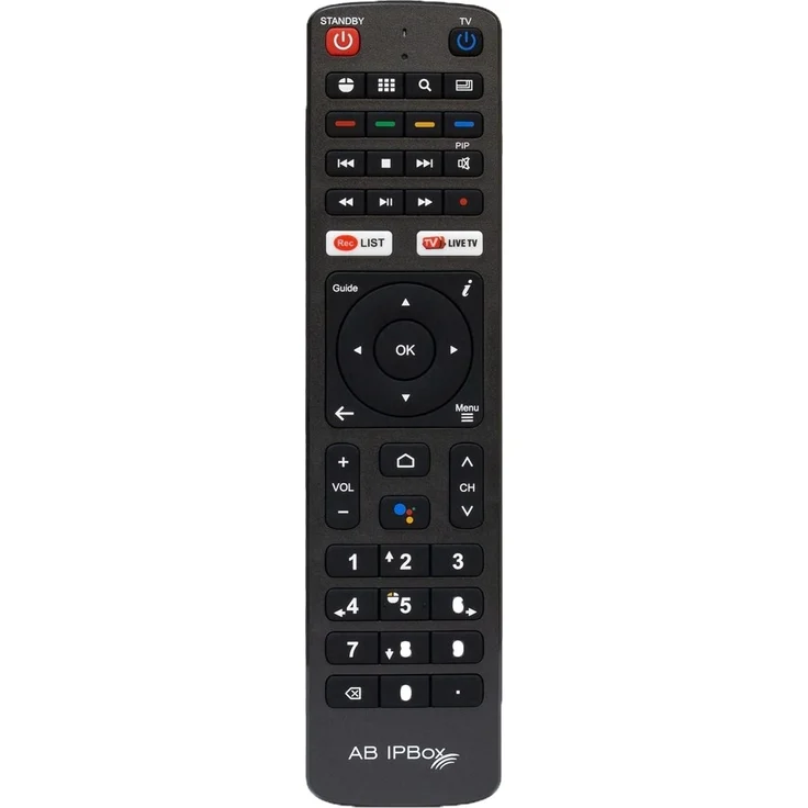 AB-COM AB IPBox Bluetooth Fernbedienung (für AB IPBox ONE, TWO, TWO Combo, Google Assistant) - Programmierbare Tasten, virtuelle Maus, Sprachassistent, schwarz