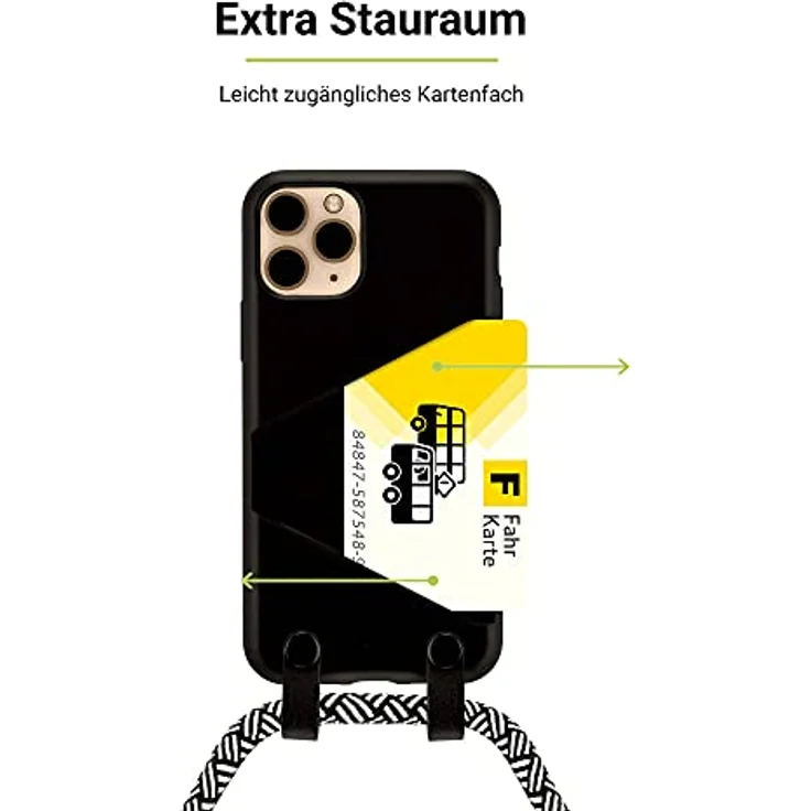 Artwizz Hangon Case für [iPhone 11 Pro] Schutzhülle für Halskette mit Riemen, Schlitz für Karten – Schutzhülle für das Tragen mit Gurt – Schwarz – Bild 3