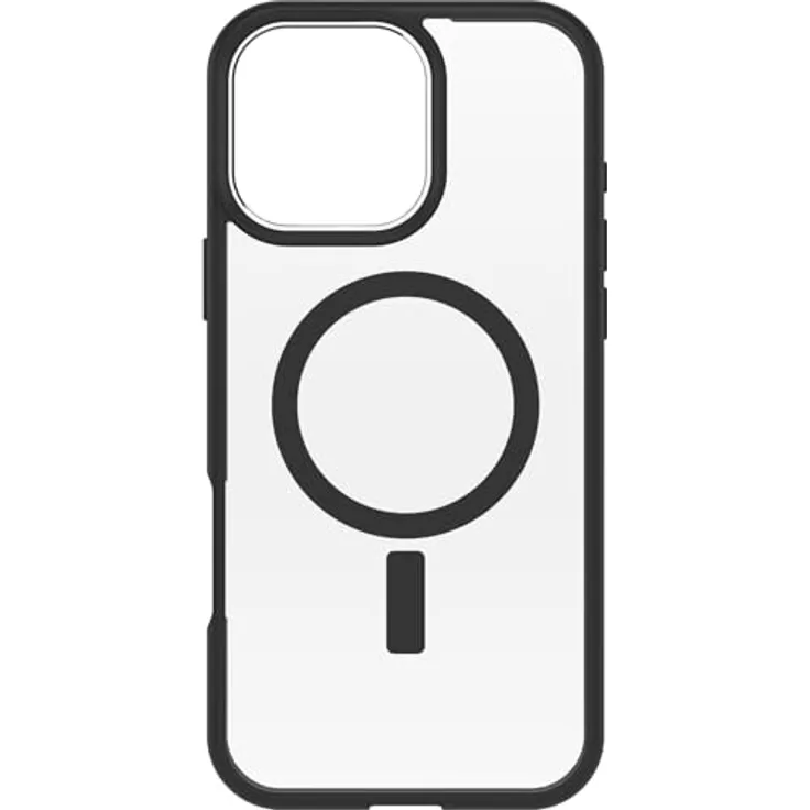 OtterBox React MagSafe iPhone 16 Pro Max Hülle, Black Crystal - Clear/Black, US Military MIL Standard, Ultradünn, Falltest nach Militärstandard, Hartschale mit weichem Griffrand