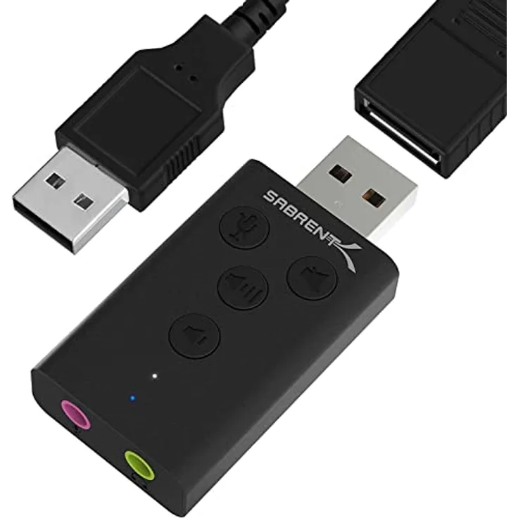 SABRENT USB auf kopfhörer | USB auf Klinke 3,5 mm | 3D Stereo USB Externe Soundkarte | Kopfhörer auf Klinke | Audio zu USB Adapter | USB soundkart konverter, for PS4, PS5, Windows und Mac (AU-DDAB)