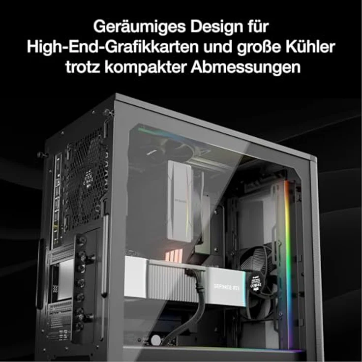 be quiet! Pure Base 501 DX Black PC-Gehäuse, 3 vorinstallierte Pure Wings 3 140mm PWM-Lüfter, ARGB-Beleuchtung, vertikale Grafikkarteninstallation – Bild 5
