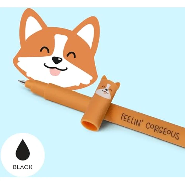 Legami Gelschreiber Corgi-Hund, EP0020, löschbar, Gehäuse braun, 0,7mm, Schreibfarbe schwarz – Bild 2