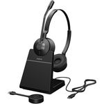 Jabra Engage 55 Stereo-Headset UC, Link 400c DECT-Adapter USB-C, Engage 55 Deskstand, 1,2 m USB-C-auf-USB-C-Kabel, Tragetasche, Garantie (Sicherheitsdatenblätter), Profi-Mikrofon, DECT Security, leicht und komfortabel - schwarz