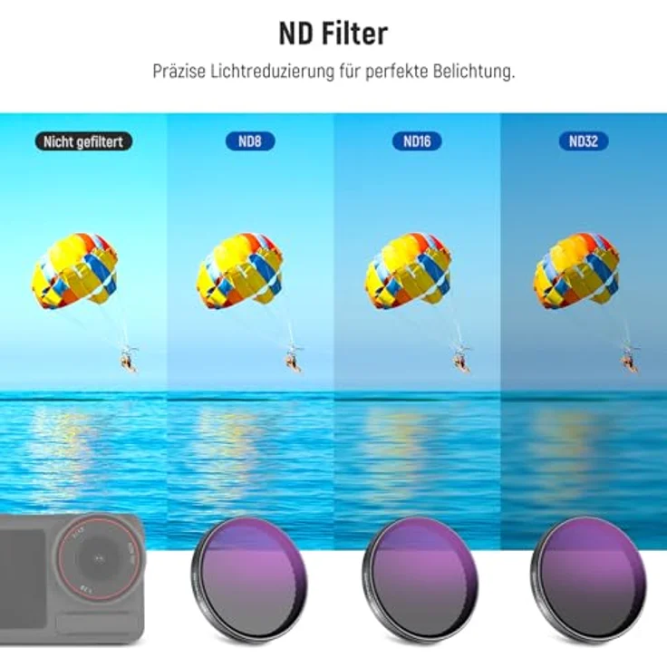 NEEWER Snap On ND Filter Set für DJI Osmo Action 5 Pro/4/3, 4er Pack ND8+ND16+ND32+CPL, HD Glas, praktische Montage, nicht kompatibel mit Osmo Nano – Bild 5