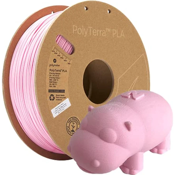 Polymaker PolyTerra PLA Sakura Pink, 3D-Druckfilament 1.75mm, 1kg, biokunststoffbasiert, nachhaltiges Material mit hoher Druckqualität – Bild 1