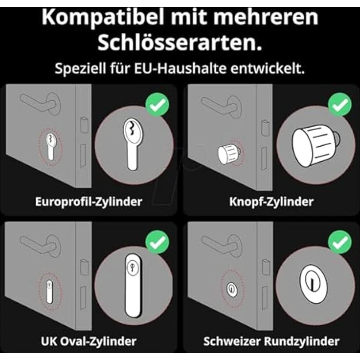 SWITCHBOT Smart Lock Pro, Elektronisches Türschloss mit 15 Entsperrungsmethoden, Sprachsteuerung und Auto-Lock, Schwarz – Bild 5
