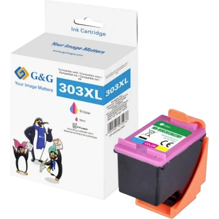 G&G Druckerpatrone Kompatibel GP-H303XLCMY, 4-farbige XL-Druckerpatrone für HP 303XL/T6N03AE