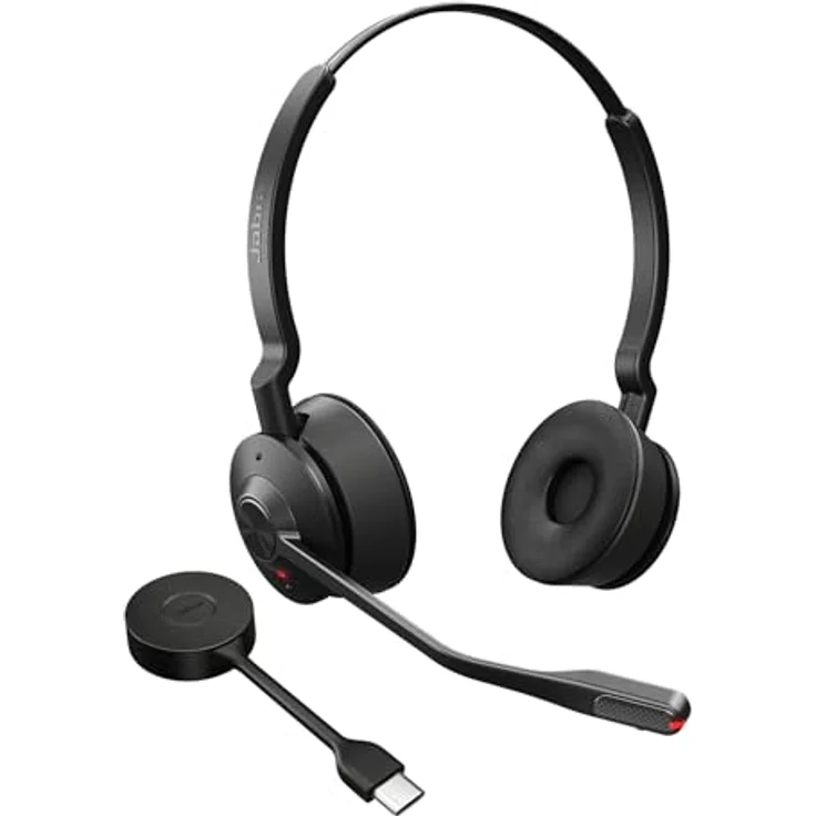 Jabra Engage 55 SE Stereo-Headset UC, Link 400c DECT-Adapter USB-C, 1,2 m USB-C-auf-USB-C-Kabel, Tragetasche, Garantie und Warnung (Sicherheitsbroschüren) – Bild 1