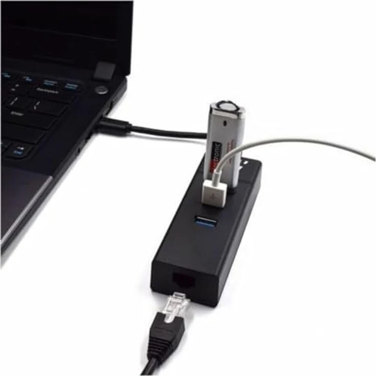 Ewent EW1141 USB C Hub mit 3 USB 3.0 Ports und 1000 Mbps Gigabit Ethernet RJ45, High Speed Datenübertragung für MacBook und Chromebook – Bild 5