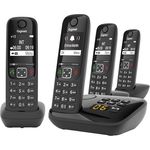 Gigaset Gigaset AS690A Quattro - 4 Schnurlose Telefone mit Anrufbeantworter, Kontrastreiches Display, schwarz