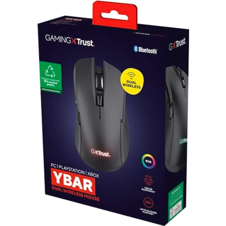 Trust GXT931 YBAR MULTI, Kabellose Gaming-Maus mit 7200 DPI, ergonomisch für Rechtshänder, Schwarz – Bild 16