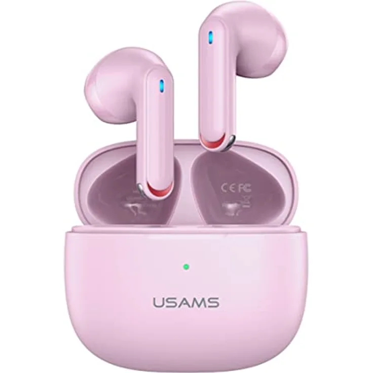 TWS Bluetooth Kopfhörer in-Ear, Kabellose Ohrhörer BT 5.2 Noise Cancelling HiFi Stereoklang Wireless, USB-C, mit Intensivem Bass HD Stereo Sound,Touch Sensoren für Sport/Arbeit oder Zuhause (Rosa)