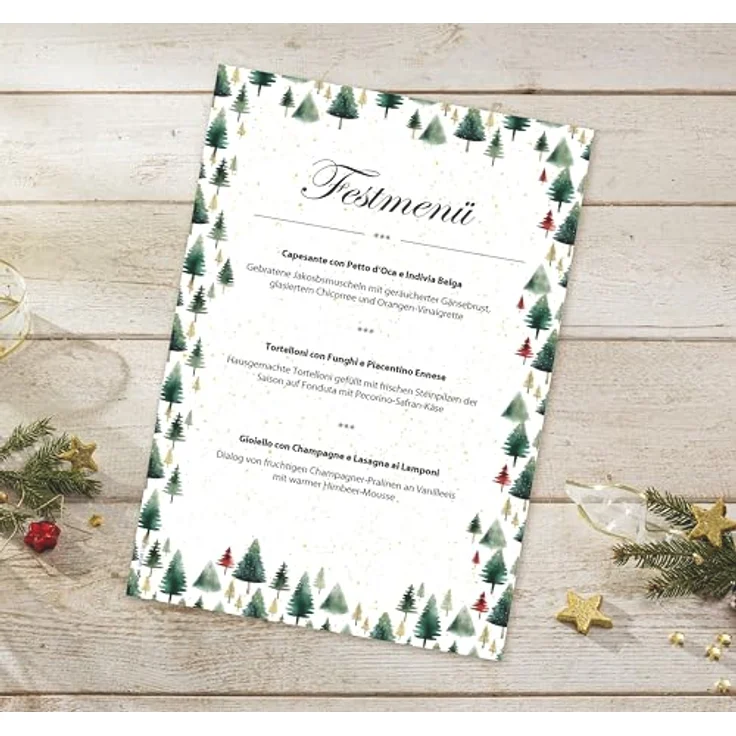 SIGEL Weihnachtsbriefpapier Little Pines A4, 100 Blatt, Tannenbaum-Motiv in Grün/Weiß, FSC-zertifiziert, geeignet für InkJet- und Laser-Drucker – Bild 3