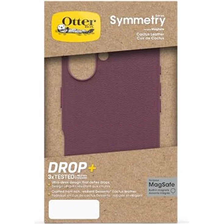 OtterBox Symmetry Series Cactus Leather MagSafe Hülle für iPhone 16, stoßfest, sturzsicher, dünne Schutzhülle, 3X getestet nach Militärstandard, Rot – Bild 5