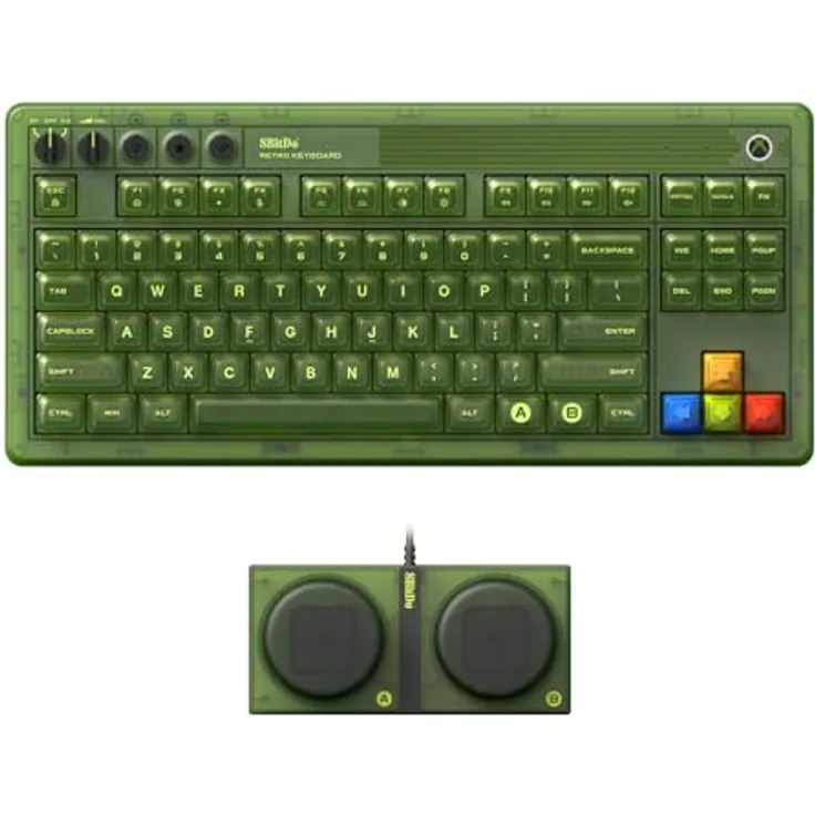 8bitdo Mechanical Keyboard, Retro Bluetooth Tastatur für Xbox/PC/Android, Kabellos, Grüne Kailh Jellyfish X Schalter
