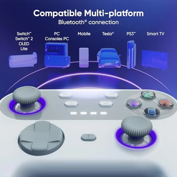 Oniverse Walli Kabelloser Controller für Switch/Switch 2/Lite/OLED/PC, Hall-Effekt, 2 Makrotasten, Turbo-Modus, 6 Stunden Akkulaufzeit – Grau – Bild 3