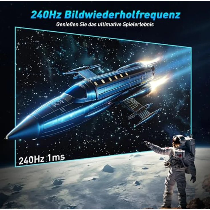 TITAN ARMY P32A2S2 Gaming Monitor, 32 Zoll, 240Hz 1440P QHD, Fast IPS, 1ms GTG, Adaptive-Sync, HDR400, 97% DCI-P3, Low Blue Light, Verstellbarer Ständer, DP & HDMI x2 – Bild 2