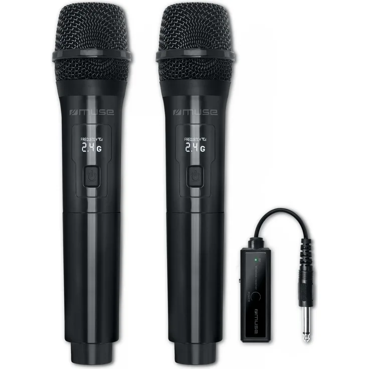 Muse MC-50 WI, 2er Pack drahtlose Mikrofone in Schwarz, vielseitig einsetzbar
