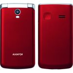 ALIGATOR V710RDSL Klapphandy, Dual-SIM, 7,11 cm (2.8") Display, Bluetooth, 800 mAh Akku, Rot/Silber