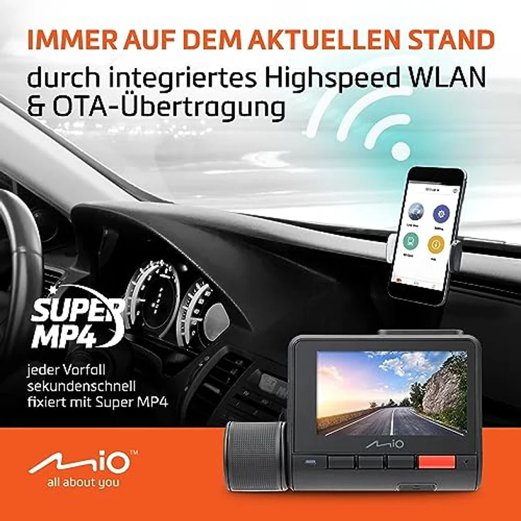 Mio™ MiVue 955W Dashcam Auto Kamera mit 4K Ultra HD-Auflösung & 2.5K HDR für extra scharfe Bilder Tag & Nacht I Echtzeit-Backup der Dash Cam Dank WLAN & OTA I Dashcam 4K mit Speedcam & Parkmodus – Bild 4
