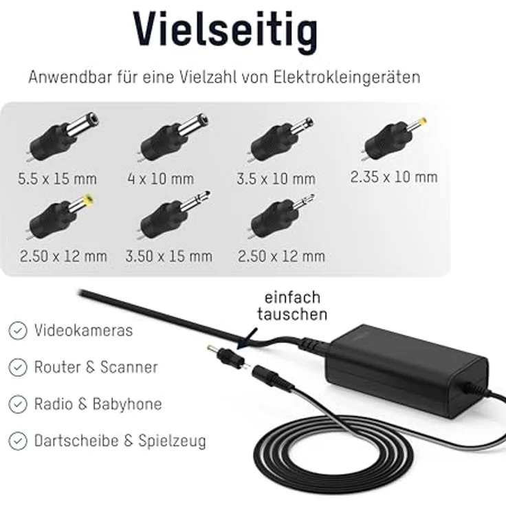 Ansmann APS 2250 H Traveller, Notebook Netzteil mit 27 W Leistung und 7-teiligem Steckerset, Schwarz – Bild 3