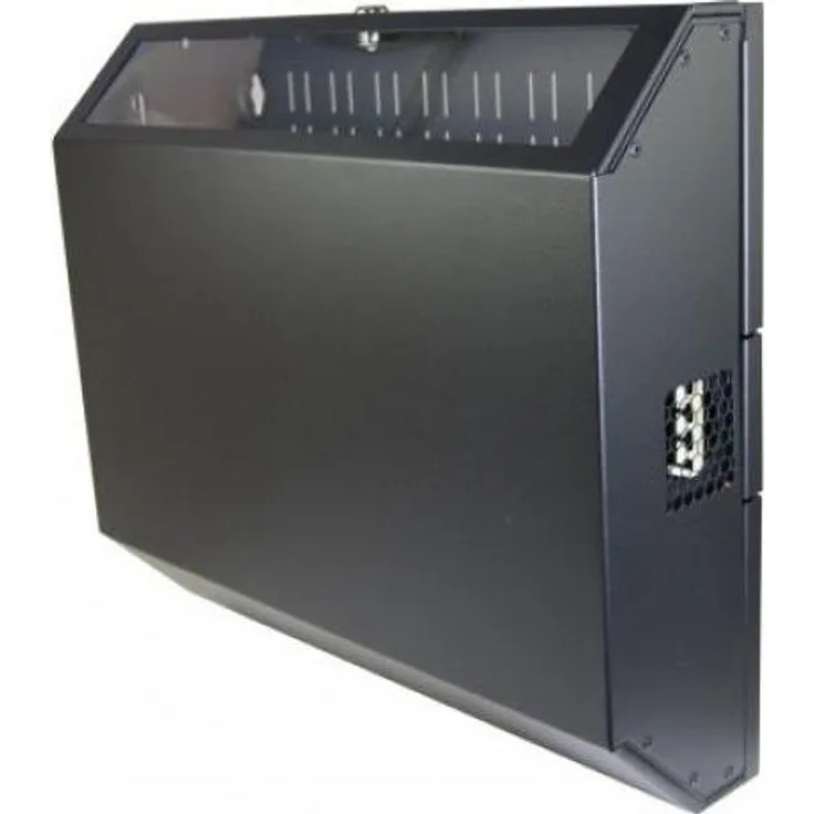 Tecline Dexlan Wandgehäuse 8 HE, schwarz, 19 Zoll Rack mit PVC-Fenster und passiver Belüftung