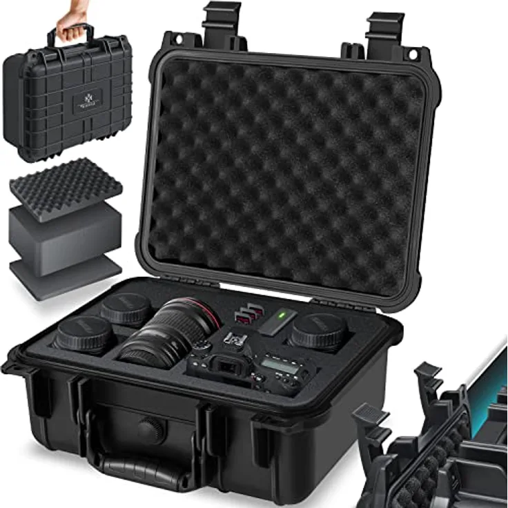 KESSER® Kamerakoffer 15 Liter, unisversal anpassbar, wasserdicht, Universalkoffer, Outdoor, wetterfester, staubdichter, Koffer, Fotokoffer mit Einlage für Kamera Objektive und Zubehör