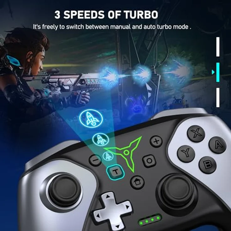 HELLCOOL Switch Pro Controller, Kabellos für Switch/Lite/OLED, mit Macro/Turbo-Funktion, Dual Motors Vibration, 15 Std Akkulaufzeit – Bild 3