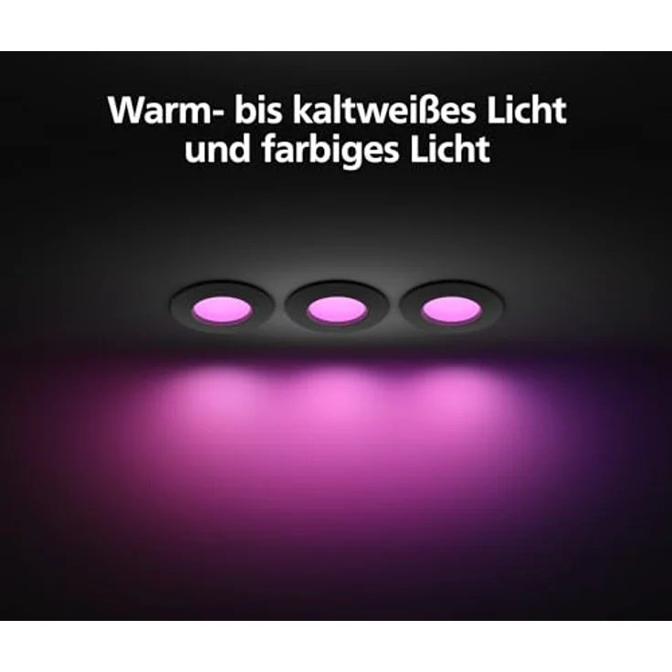 PHILIPS Hue White & Color Ambience Slim Recessed, 90mm 3er Pack, Smarter Deckenspot mit kalt-warmweißem Licht und 16 Millionen Farben – Bild 2