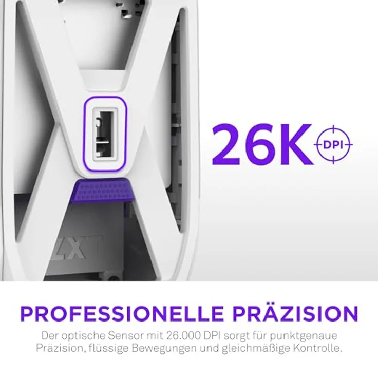 NZXT Gamingmaus Lift Elite Wireless – Ultraleicht 57g, optischer Sensor 26K DPI, Weiß – Bild 3