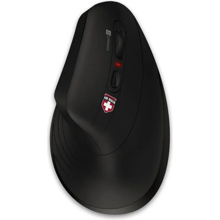 Connect IT Verti TriMode, Kabellose ergonomische Maus mit TriMode-Technologie und 2400 DPI, Schwarz