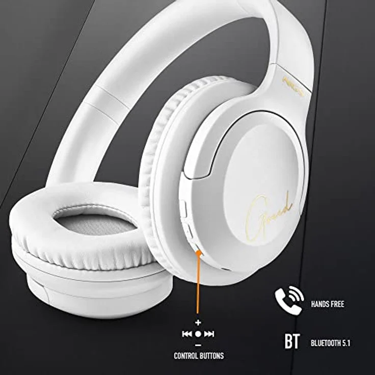 NGS ARTICA Greed White - Supra-aurale kabellose Kopfhörer, kompatibel mit Bluetooth-Technologie, leicht und faltbar, integriertes Mikrofon, 40 Stunden Batterielebensdauer, Farbe Weiß – Bild 4