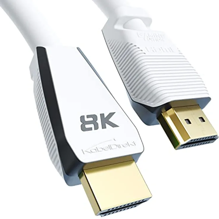 KabelDirekt – 8K HDMI 2.1 Kabel, zertifizierte Gamer Edition – 3 m (8K@60Hz, Ultra High Speed/48G für 10K, 8K oder ultraschnelle 144 Hz bei 4K, optimal für PS5/Xbox und Gaming PC, Monitor/TV, weiß)