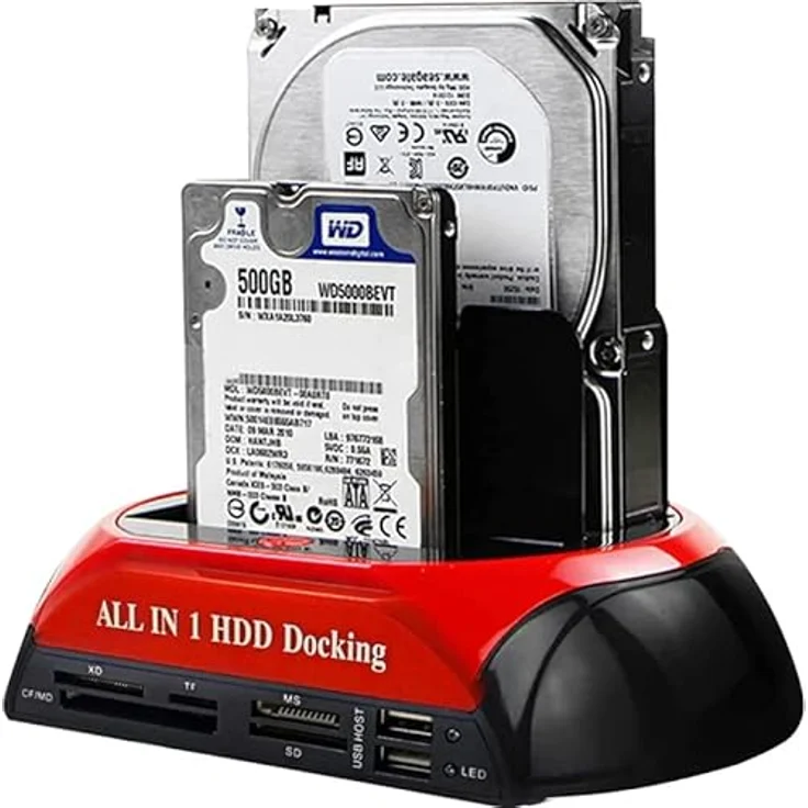 Retoo Festplatten Docking Station USB 2.0, Dualschacht für SATA IDE 2,5 Zoll & 3,5 Zoll HDD SSD SATA, Offline Klon, OTB Funktion, Festplatten-Dockingstation, Schwarz – Bild 2