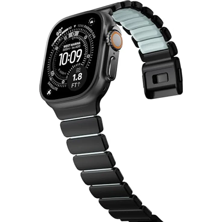 Nomad Stratos Band - 49mm | Black Titanium | Icy Blue Glow FKM | Intelligentes tragbares Accessoire – Bild 10