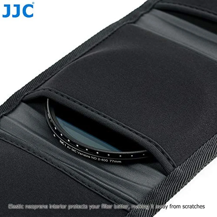 JJC Filtertasche mit 3 Fächern für Filter bis 82mm, wasserabweisend, inkl. Mikrofaser-Reinigungstuch und Gürtelschlaufe – Bild 3