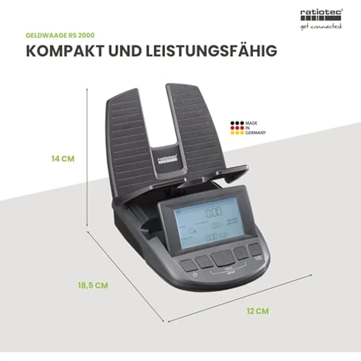 ratiotec RS 2000, Geldzählmaschine mit dynamischer Wiegefunktion für EUR | GBP | CHF, Made in Germany – Bild 5